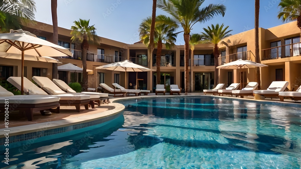 beautiful pool and reclining seats with relaxing ambiance in the Caribbean region. beautiful pool and reclining seats with relaxing ambiance in the Caribbean region.