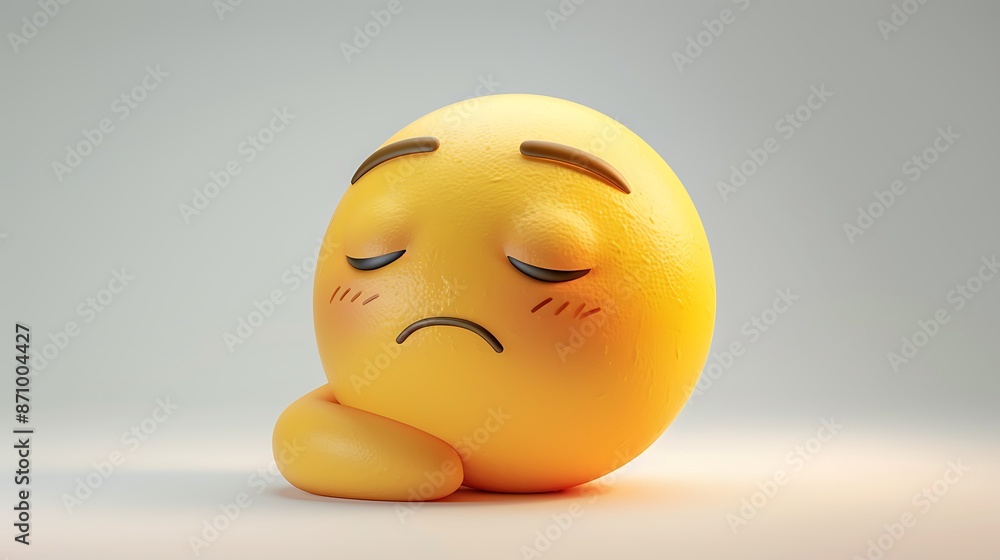 Create an image of a weary emoji expressing fatigue and resignation. Create an image of a weary emoji expressing fatigue and resignation.