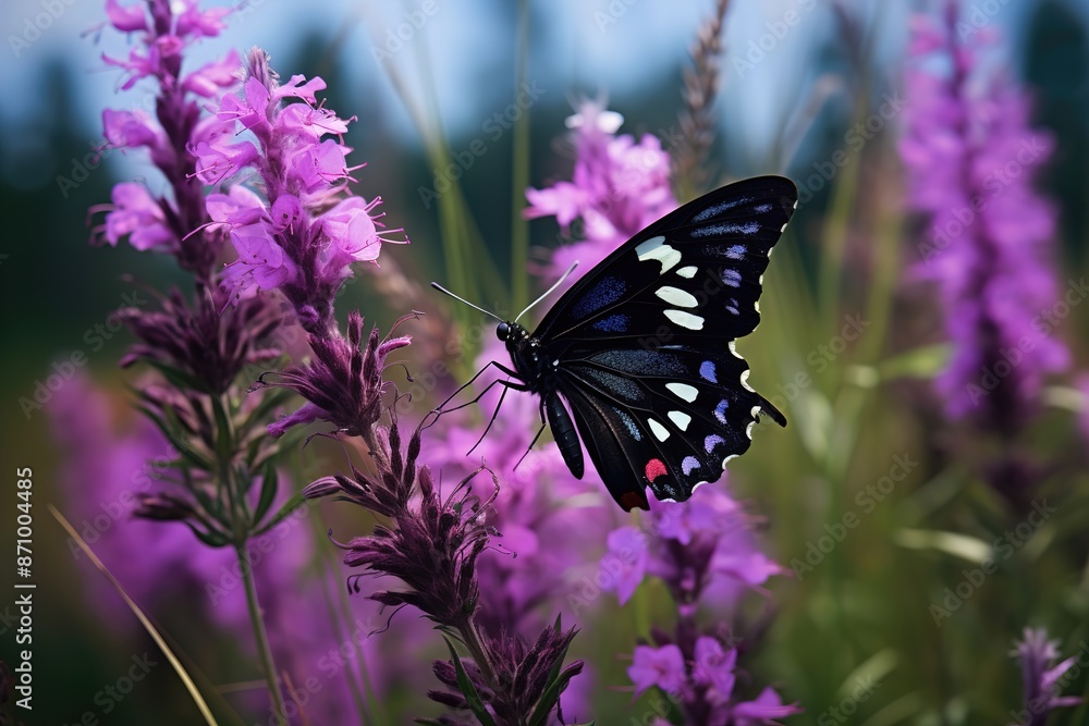 Naklejka premium Morpho menelaus a magnificent butterfly with large royal blue wings
