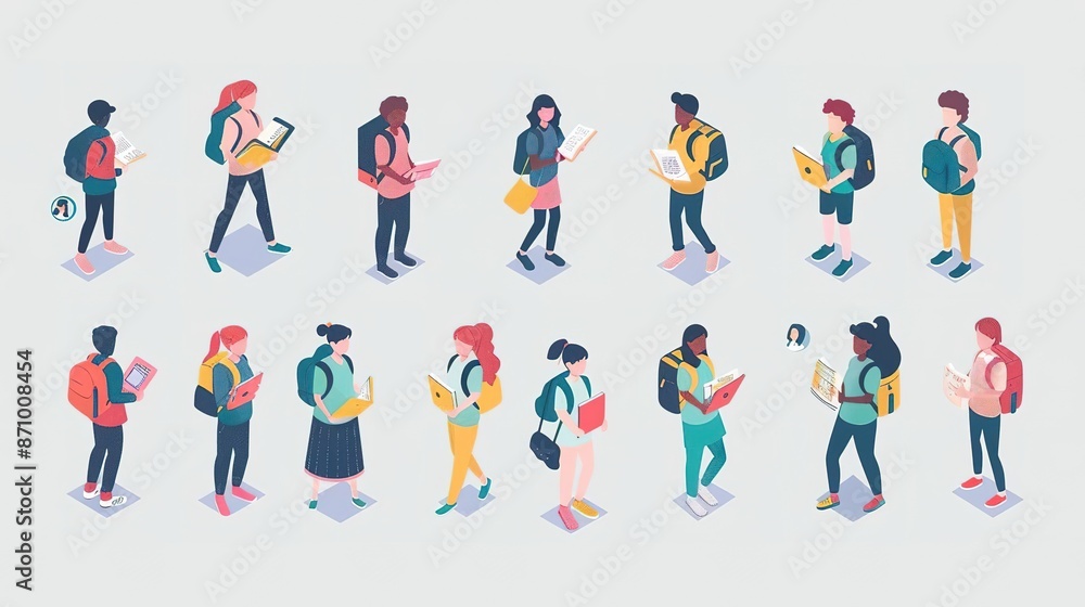 School diversity, with illustrations of students from different backgrounds, cultures, and abilities learning together School diversity, with illustrations of students from different backgrounds, cultures, and abilities learning together