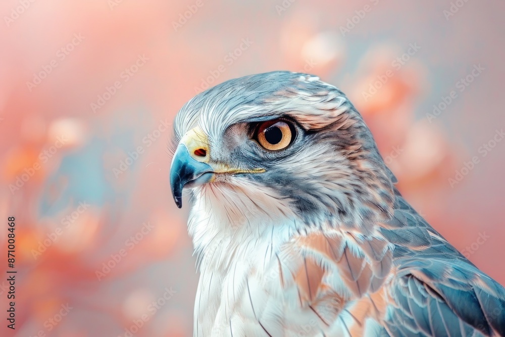 Obraz premium Goshawk, isolated on pastel background, stock photographic style