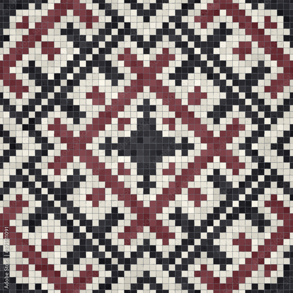 Fototapeta premium Mosaic tiles background, seamless vector pattern