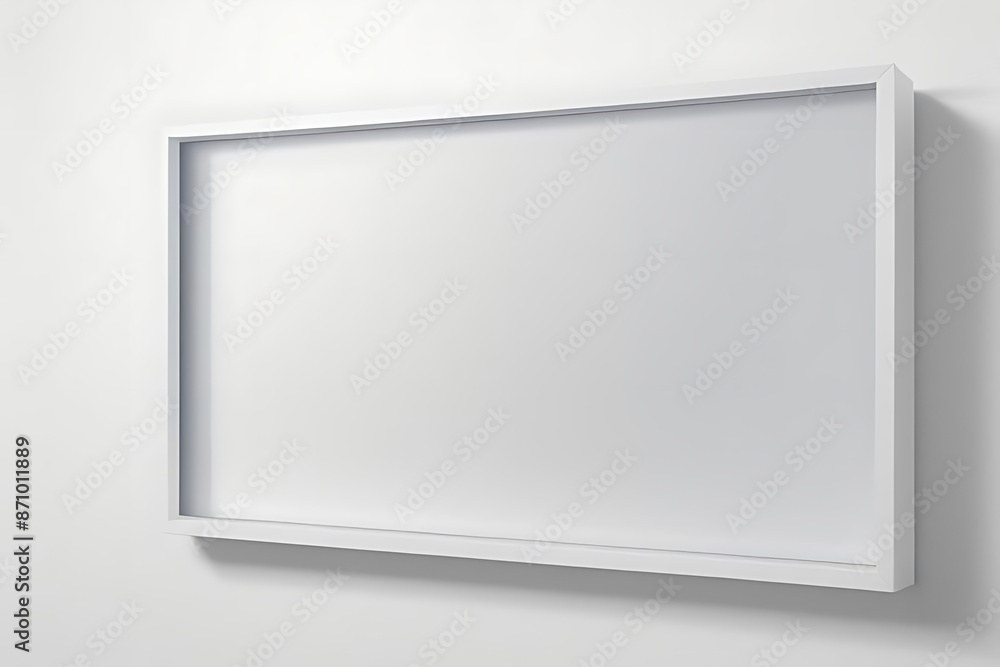 Mock-up white background frame on white wall Mock-up white background frame on white wall