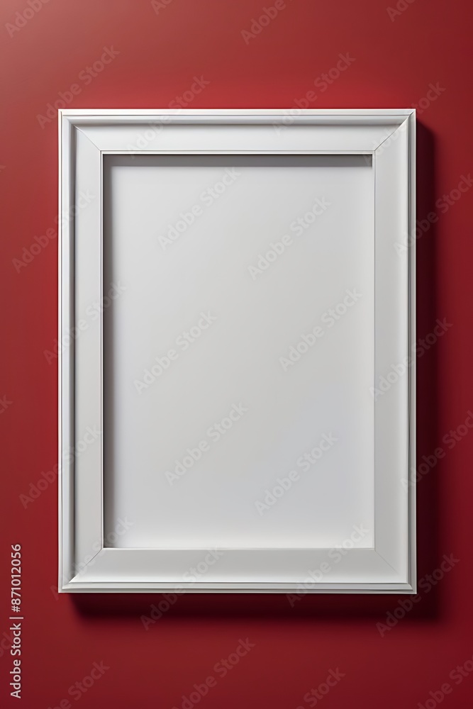 Mock-up of white frame on red wall Mock-up of white frame on red wall