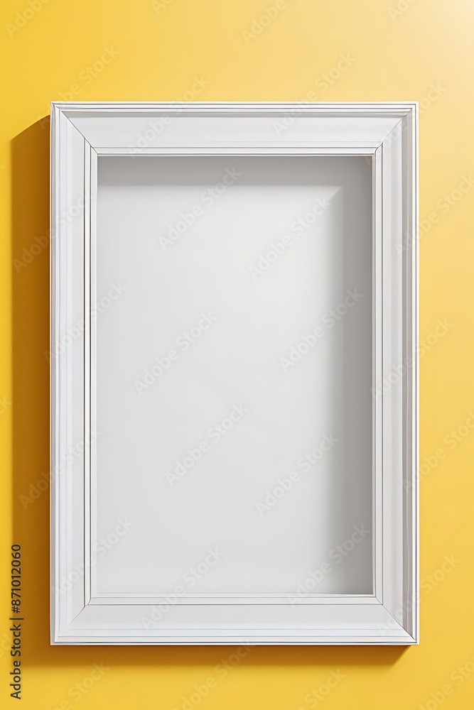 Mock-up of white frame on yellow wall Mock-up of white frame on yellow wall