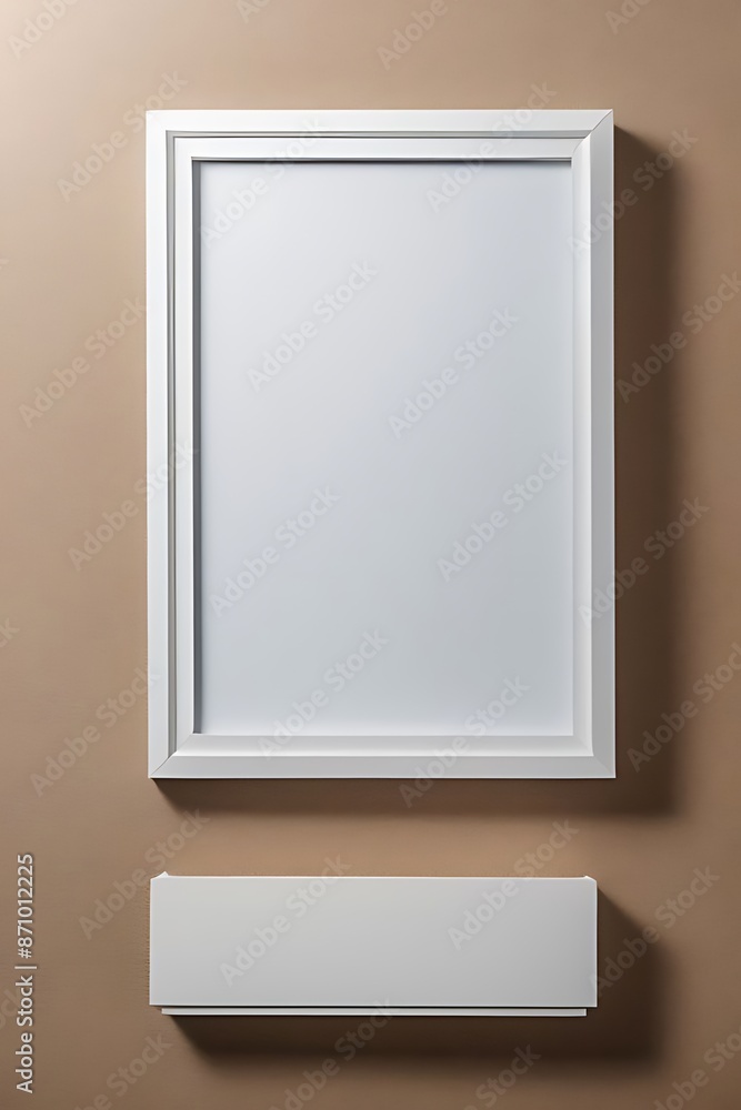 Mock-up white background frame on brown wall Mock-up white background frame on brown wall