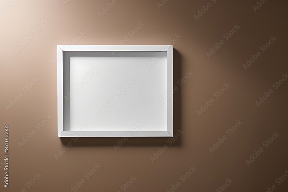 Mock-up white background frame on brown wall Mock-up white background frame on brown wall