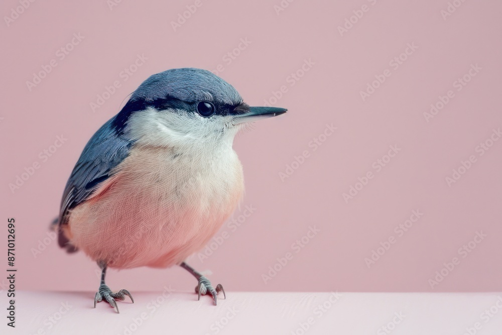 Fototapeta premium Nuthatch, isolated on pastel background, stock photographic style