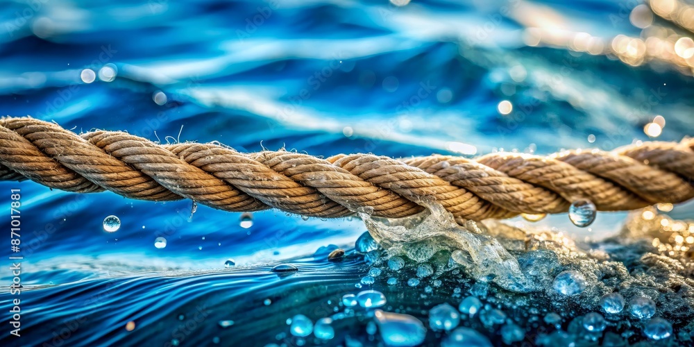 Person holding rope with water body in background Person holding rope with water body in background