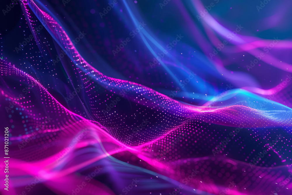 Abstract digital landscape with neon waves and glowing particles. Vibrant futuristic background Abstract digital landscape with neon waves and glowing particles. Vibrant futuristic background