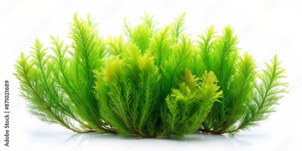 Fototapeta premium Unique seaweed specimen isolated against a pure white backdrop.