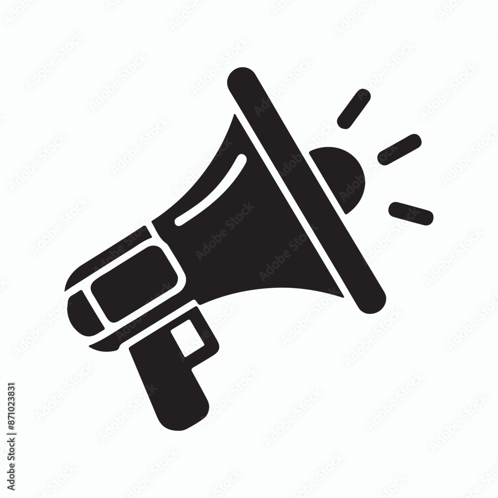 Megaphone silhouette vector on white background Megaphone silhouette vector on white background
