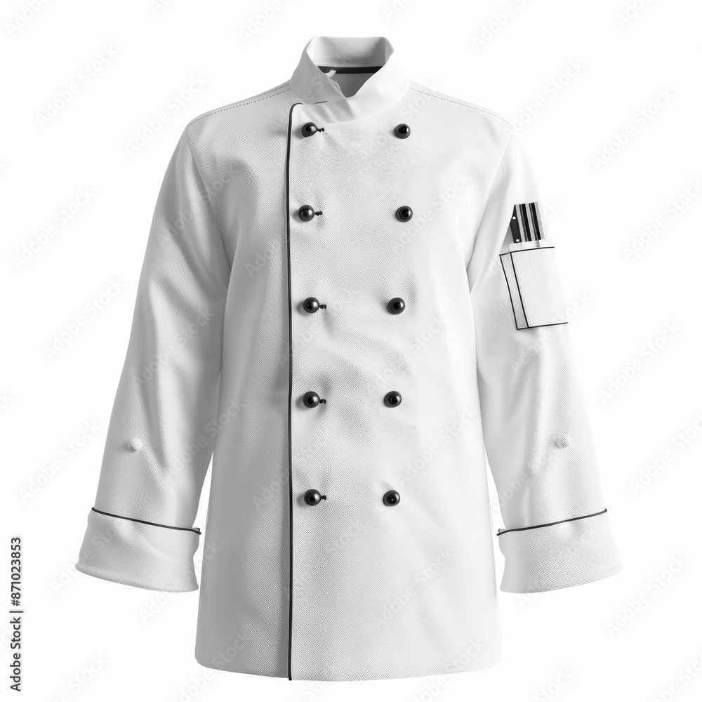 White blank Chef's uniform as mockup. Isolated on white. White blank Chef's uniform as mockup. Isolated on white.