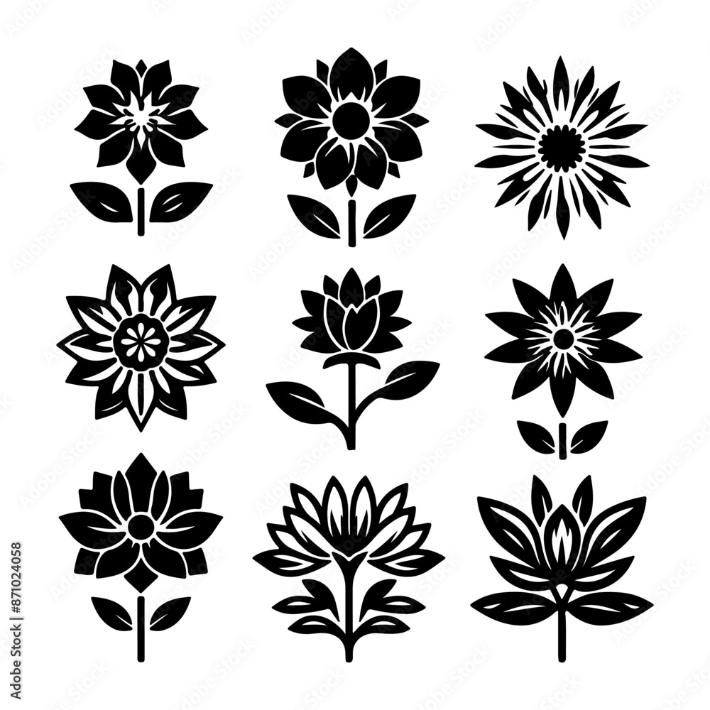 Fototapeta premium Creative Set of a vector flower outline design