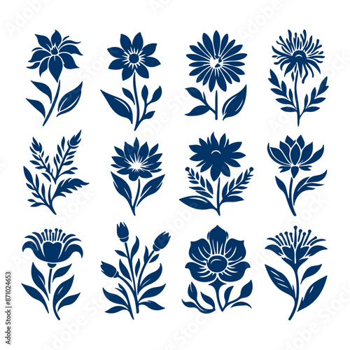 Creative Set of a vector flower outline design