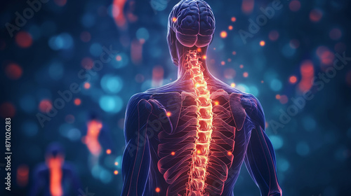 Esclerose Lateral Amiotrófica - Fraqueza e Atrofia Muscular - Visualize uma pessoa com músculos gradualmente enfraquecidos, com um símbolo de encolhimento da medula espinhal