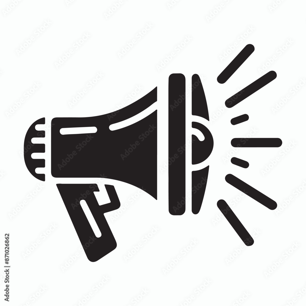 Megaphone silhouette vector on white background Megaphone silhouette vector on white background
