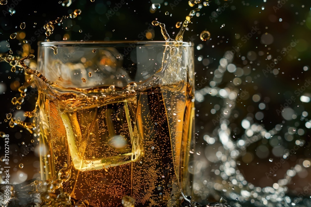 A glass filled with beer and water, a refreshing combination A glass filled with beer and water, a refreshing combination