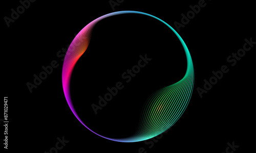 Abstract circle lines wavy  gradient isolated on dark blue Vector background, for AI, tech, science, music Futuristic, Digital , Communications.