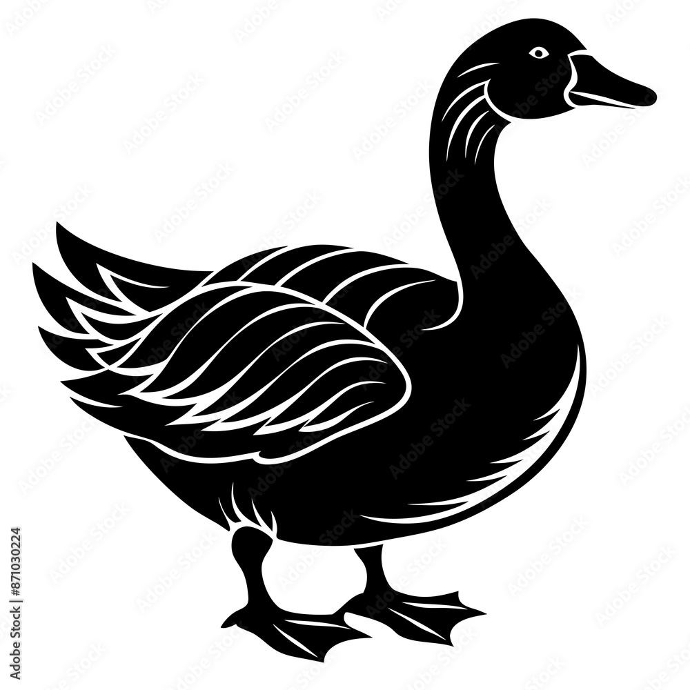 Obraz premium Elegant Goose Silhouette Vector Illustration for Nature Designs