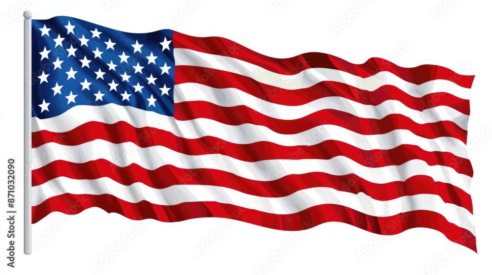 Fototapeta premium A national symbol of freedom and liberty blowing gently in the breeze
