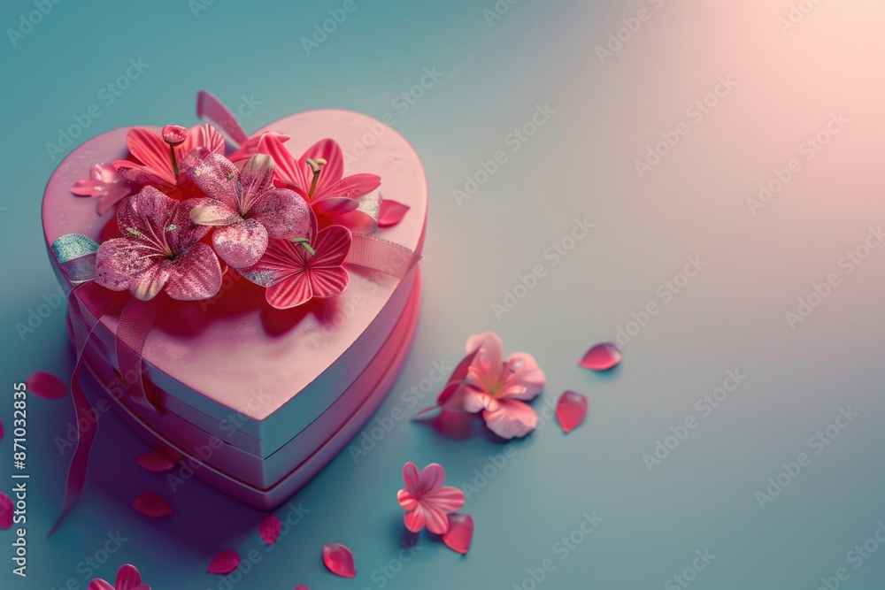 A small pink heart-shaped box filled with flowers, perfect for gift-giving or as a decorative item A small pink heart-shaped box filled with flowers, perfect for gift-giving or as a decorative item