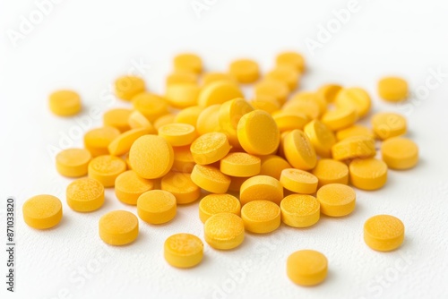 White background with yellow tablets