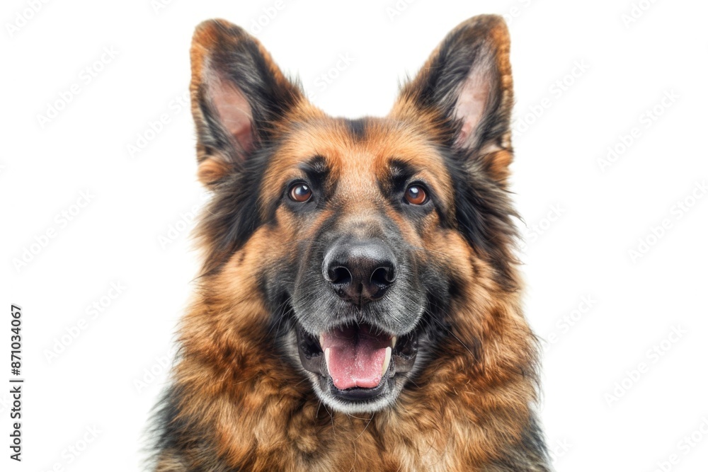 A close-up shot of a dog's face on a white background, ideal for illustrations, pet-themed designs, and more A close-up shot of a dog's face on a white background, ideal for illustrations, pet-themed designs, and more