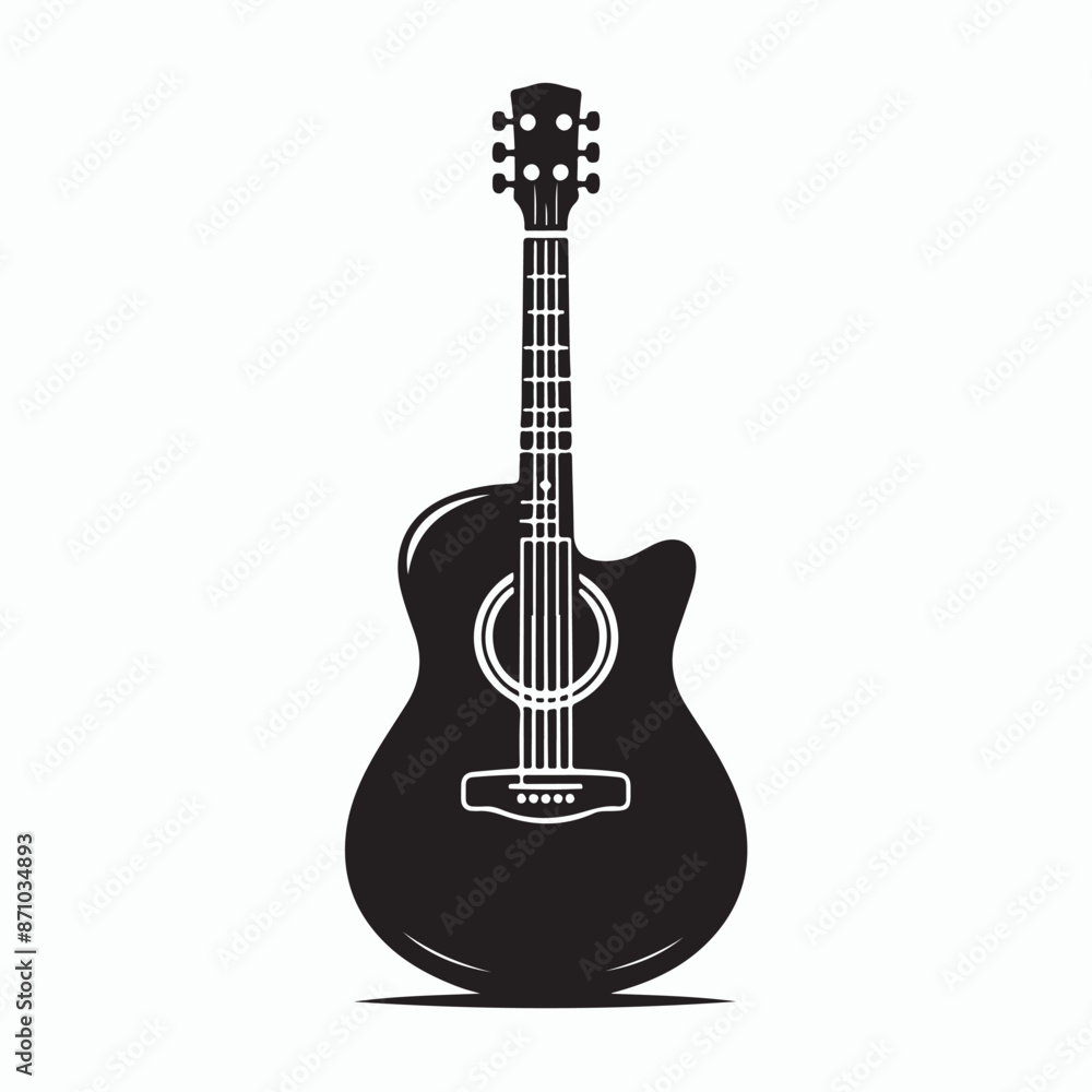 Obraz premium Acoustic guitar silhouette vector