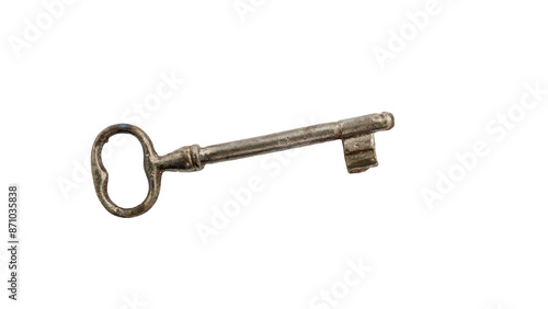 Old key isolated on white background