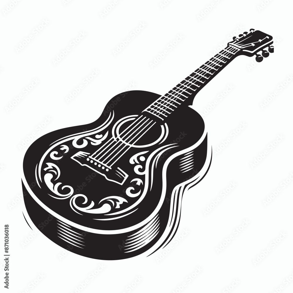 Obraz premium Acoustic guitar silhouette vector