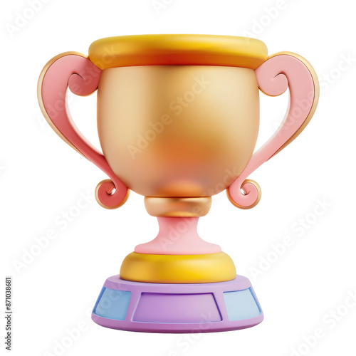 winner's gold cup icon 3d render isolated on white, transparent background png, trophy, prize, achievemen photo