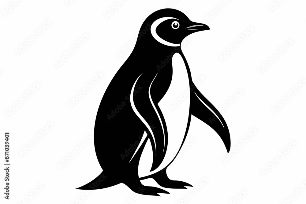 Fototapeta premium penguin silhouette vector illustration, penguin vector icon