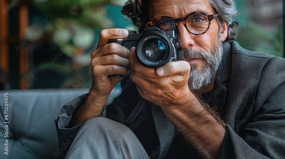 A photographer is making precise adjustments to camera settings, showcasing the meticulous and attentive nature of capturing high-quality images in an ambient environment. A photographer is making precise adjustments to camera settings, showcasing the meticulous and attentive nature of capturing high-quality images in an ambient environment.