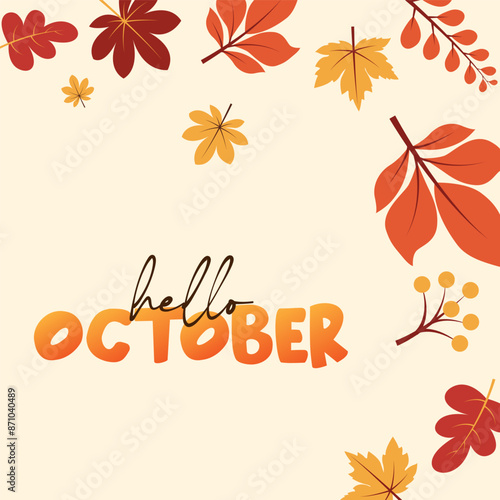 hello october vector background. it is suitabel for card, banner, or poster