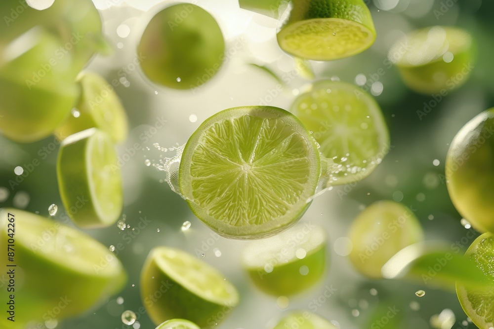 A cluster of limes drifting on the surface of calm water, great for food or drink related compositions A cluster of limes drifting on the surface of calm water, great for food or drink related compositions