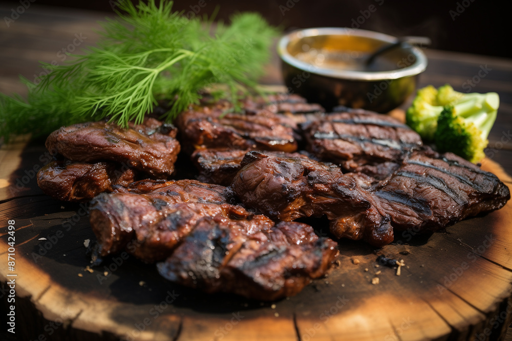 Liver fried on the grill. Generative AI tools Liver fried on the grill. Generative AI tools