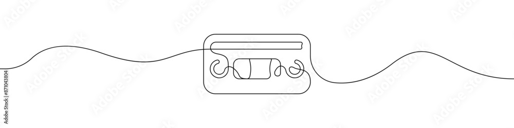 Cassette drawing one line vector. Outline tape player vector. Vintage cassette one endless line vector. Cassette drawing one line vector. Outline tape player vector. Vintage cassette one endless line vector.