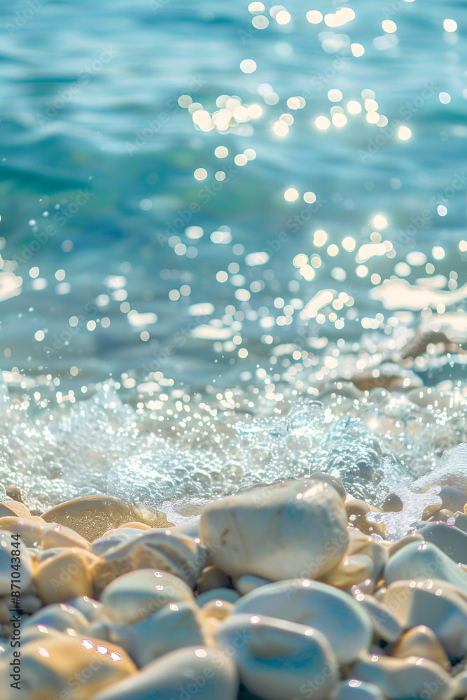 Abstract blur light on sea and ocean, clear water close up colorful background.