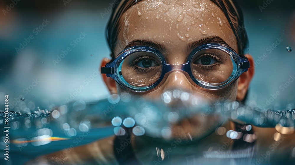 close-up shot of swimmer's face close-up shot of swimmer's face