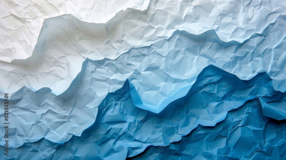 Abstract crumpled paper background with shades of blue and white, textured art concept Abstract crumpled paper background with shades of blue and white, textured art concept