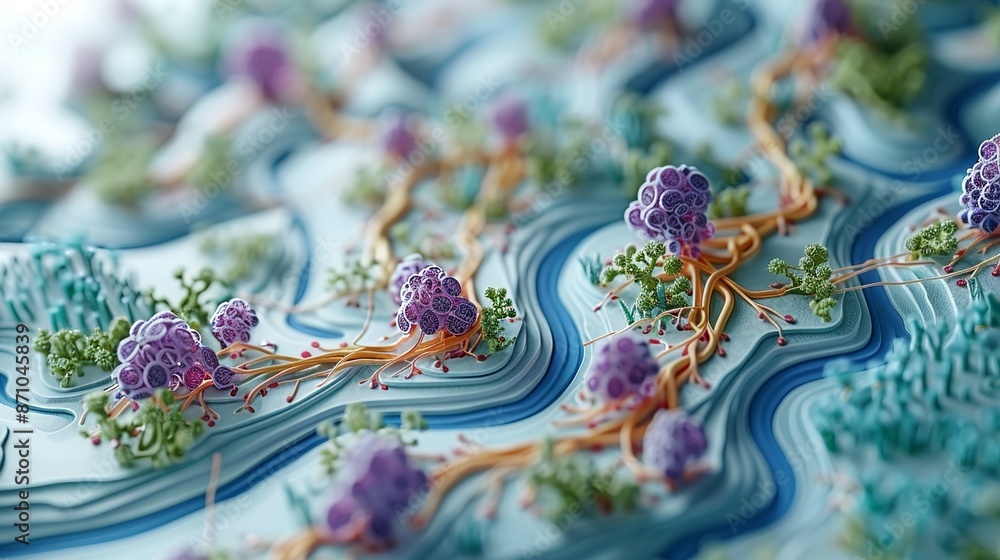 Photo Illustration of lymphatic system pathways, detailing lymph node ...