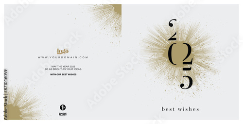 2025 logo and premium wish card with leaf style. Happy new Year. photo