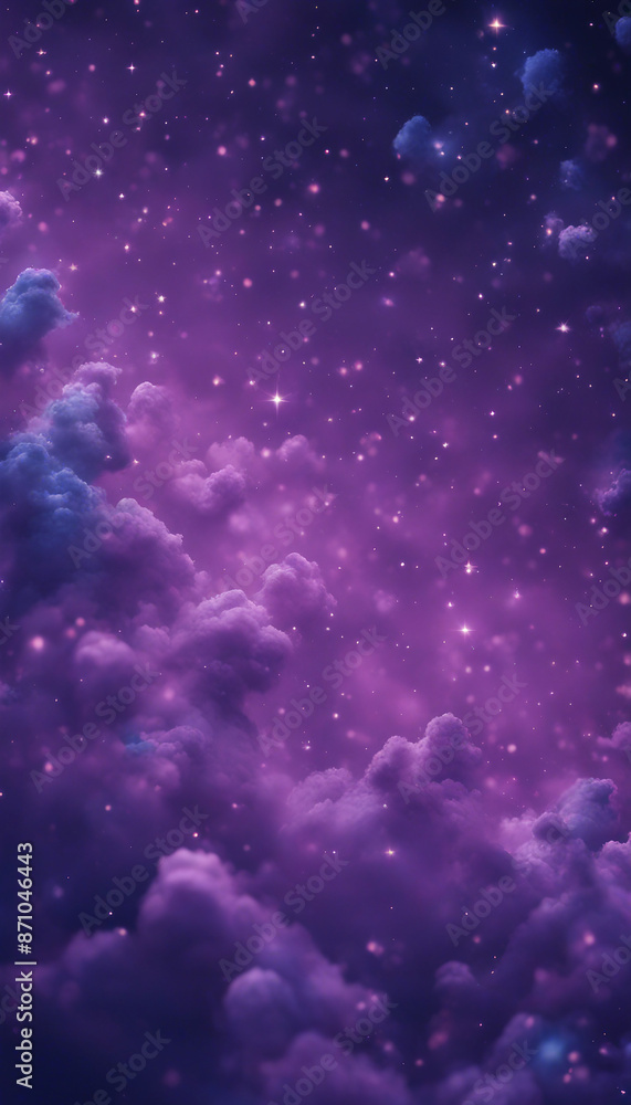 A purple and blue space with many stars filled with clouds and the stars are scattered throughout ba A purple and blue space with many stars filled with clouds and the stars are scattered throughout ba
