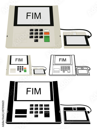 New model of Brazilian electronic voting machine. Illustration only.