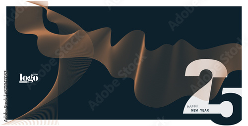 2025 logo and premium wish card with leaf style. Happy new Year.