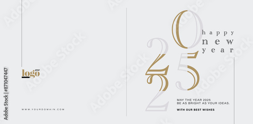 2025 logo and premium wish card with leaf style. Happy new Year.