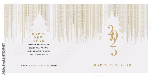 2025 logo and premium wish card with leaf style. Happy new Year.
