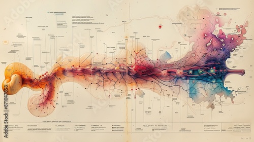 Schematic representation of autonomic nervous system, detailing sympathetic and parasympathetic pathways for neurology. , Minimalism,