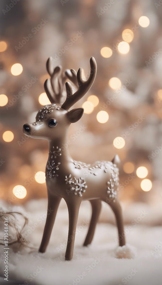 Christmas cute kawaii ceramic deer ornament isolated on transparent background decorative festive xm Christmas cute kawaii ceramic deer ornament isolated on transparent background decorative festive xm